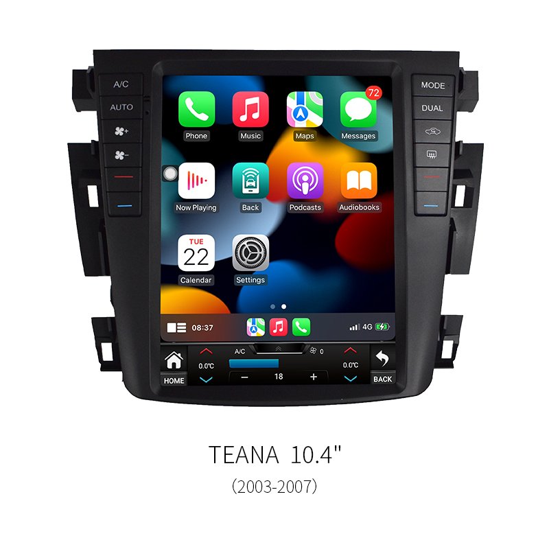 10.4″ Tesla Style Vertical Android Car Stereo For Nissan Teana 2003‑2007 8‑Core 1920*720 GPS CarPlay Radio Player