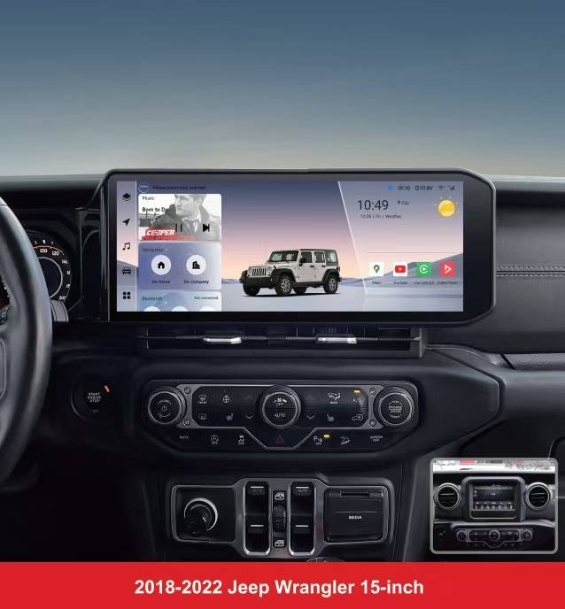 15 Inch Android Car Radio Stereo For Jeep Wrangler 2018‑2022 Wireless CarPlay Android Auto GPS Navigation Multimedia Player