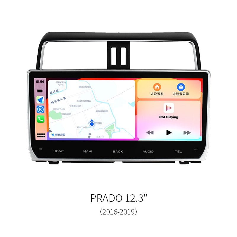 12.3″ Horizontal Screen Android Car Stereo For Toyota Prado 2016‑2019 8‑Core 1920*720 GPS CarPlay Radio Multimedia Player