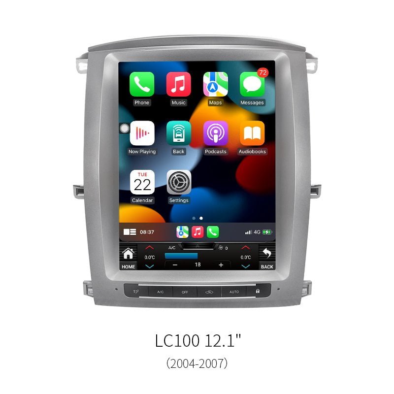12.1″ Vertical Screen Android Car Stereo For Toyota Land Cruiser LC100 2004‑2007 8‑Core 1920*720 GPS CarPlay Radio Multimedia Player