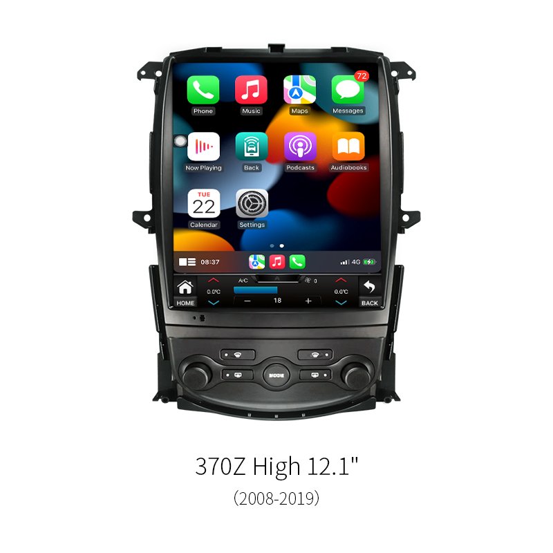 12.1″ Tesla Style Vertical Android Car Stereo For Nissan 370Z High 2008‑2019 8‑Core 1920*720 GPS CarPlay Radio Player