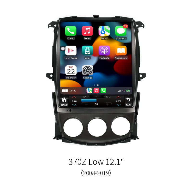 12.1″ Tesla Style Vertical Android Car Stereo For Nissan 370Z Low 2008‑2019 8‑Core 1920*720 GPS CarPlay Radio Player