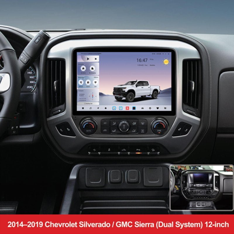 For Chevy Silverado GMC Sierra 2014‑2019 12″ Dual System Android Car Stereo