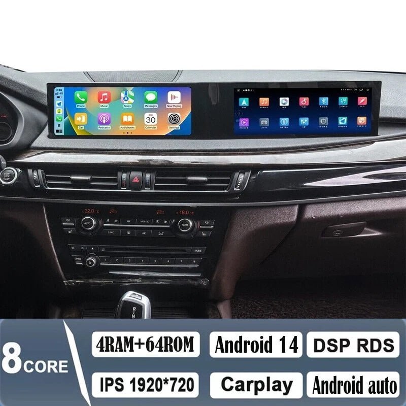 For BMW X5 F15 X6 F16 Dual‑Screen Android14 Head Unit 2014‑2018