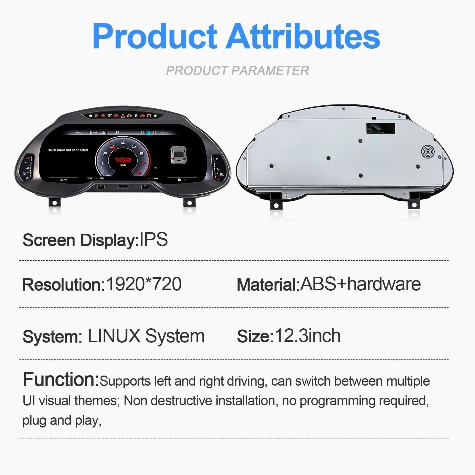 For Audi Q5 2009‑2018 12.3″ Linux IPS Digital Virtual Cockpit Instrument Cluster