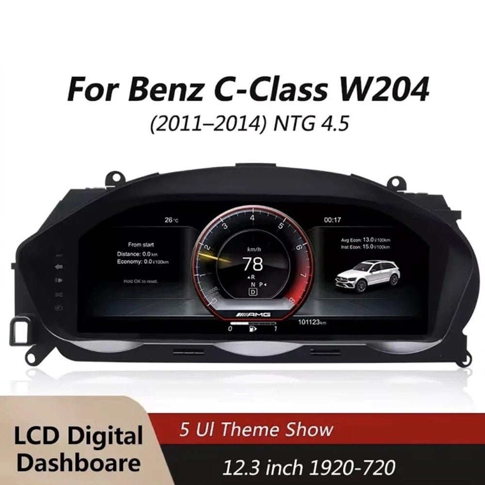 For Benz W204 C‑Class Digital Instrument Cluster 12.3″ | NTG4.5 Full LCD Dashboard